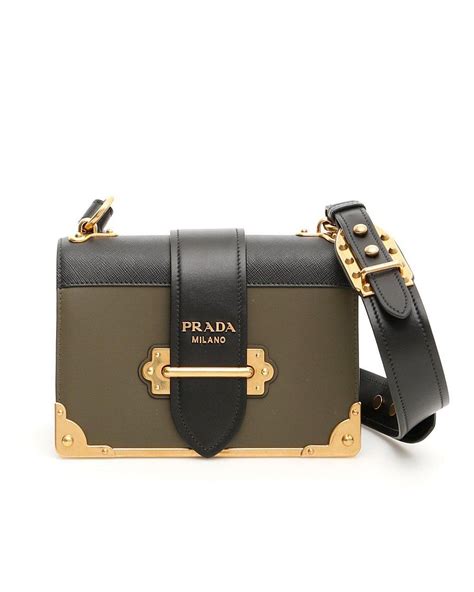 prada cahier leather shoulder bag green|Prada tessuto nylon shoulder bag.